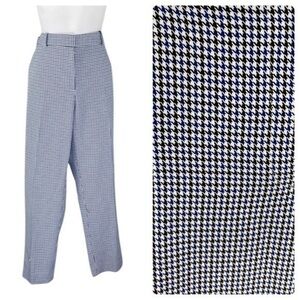 Tahari black blue white houndstooth print ankle pants 12